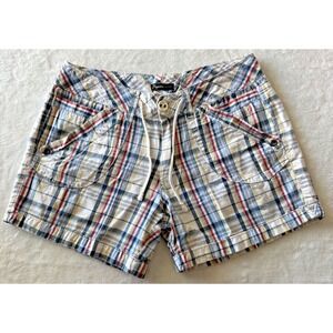 Supplies Bermuda Shorts Women Size 8 Plaid‎ Red White Blue Yellow 100% Cotton